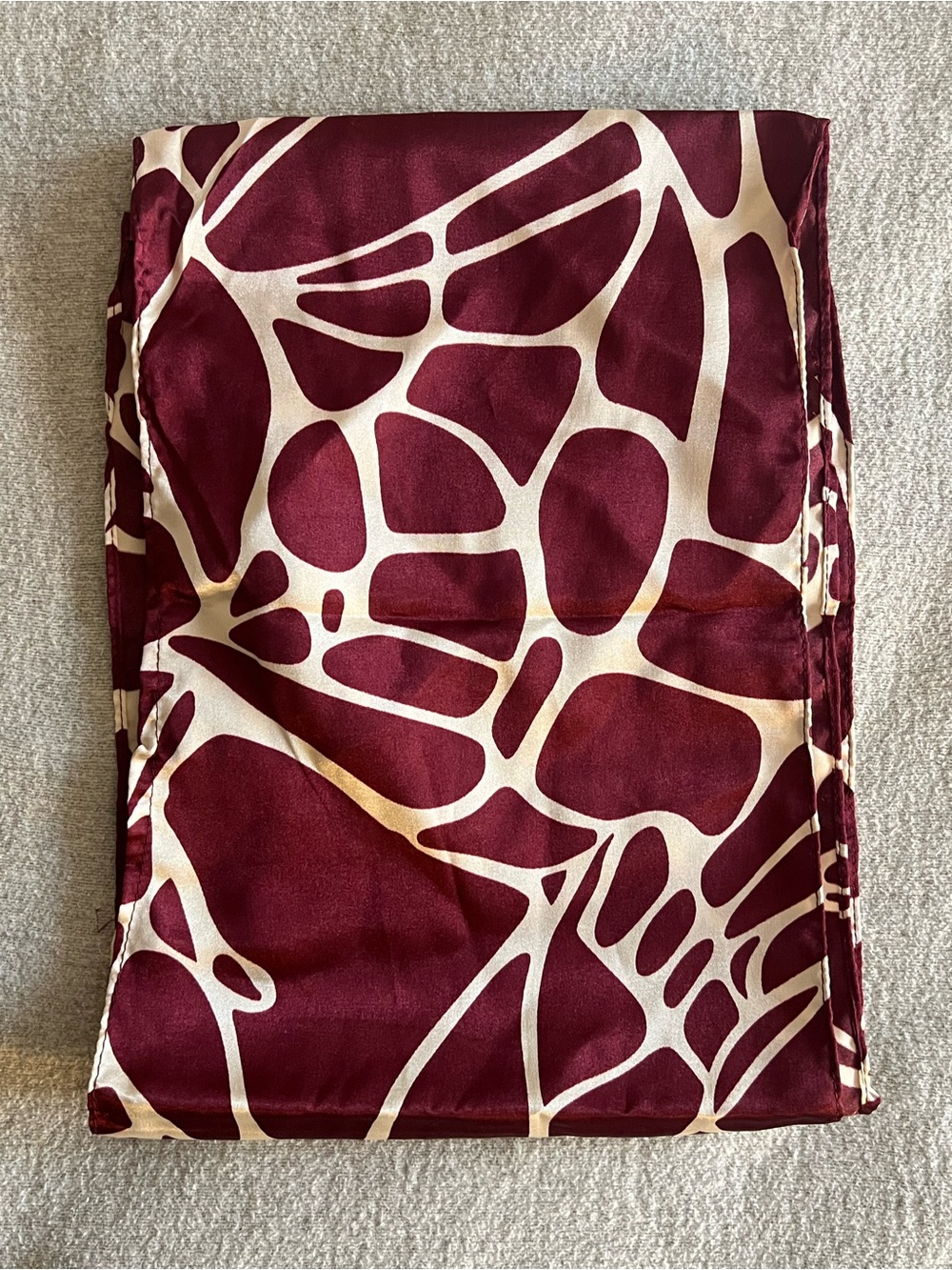 Women's Burgundy and Cream Printed Satin Skirt